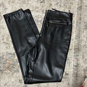 superdown Black Faux Leather Straight Leg Pants